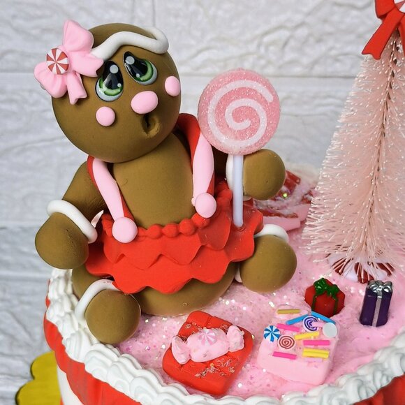 Gingerbread Christmas cake , faux sweets, fake bakes, party decor, photo prop - Picture 3 of 5